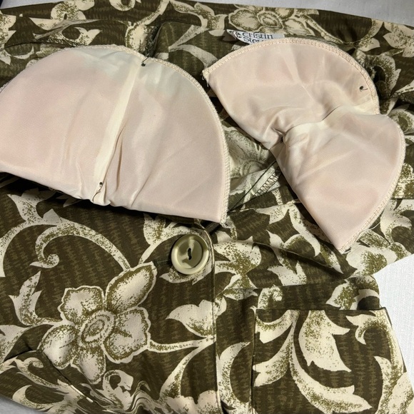 VTG Cristin Stevens Floral 80’s Blazer Green Cream Pockets Shoulder Pads MED EUC - Picture 6 of 12